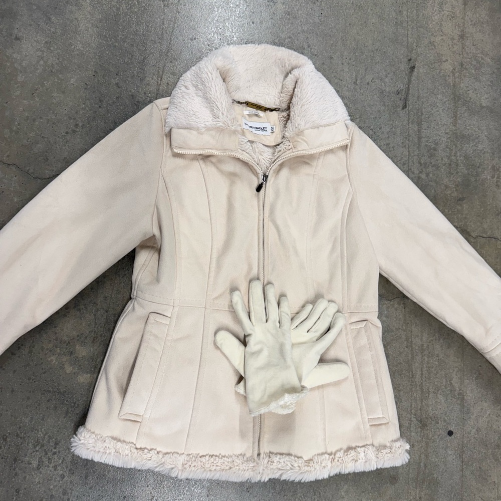 Weatherproof Cream Teddy Jacket with Faux Fur